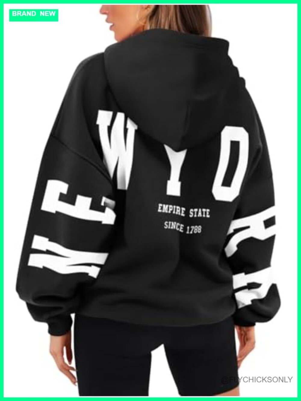 Oversized Fleece Hoodie Letter Print Pullover Pocket Womens Casual
